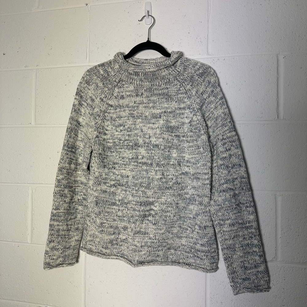 LLBean Sweater Marled Knit Mock roll Neck Raglan Sleeve Pullover Women Medium - Picture 2 of 6